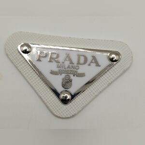 Prada White And Silver Triangle Patch Authentic
